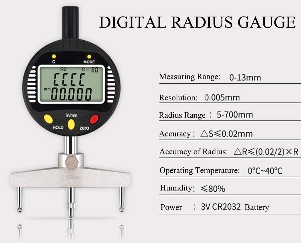 High accuracy digital radius gauge Electronic Inside and Outside Radius Gage ...
