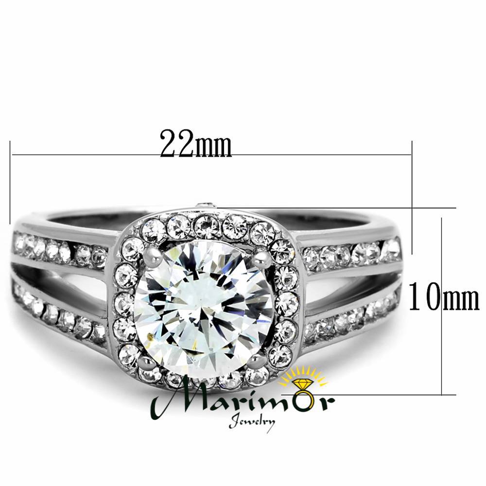 2.95 Ct Halo Round Cut CZ Stainless Steel Engagement Ring Band Women's Size 5-10