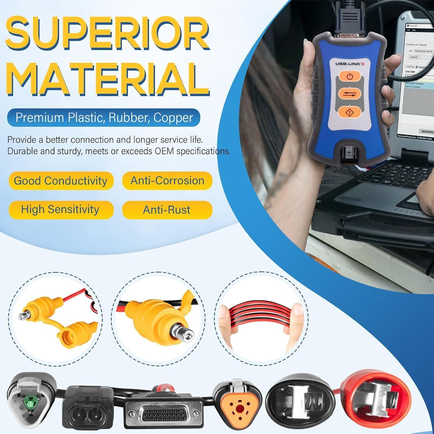 MPS-493033 Diagnostic Adapter Cable for Cummins 3-Pin Deutsch USB-Link 2 Link 3