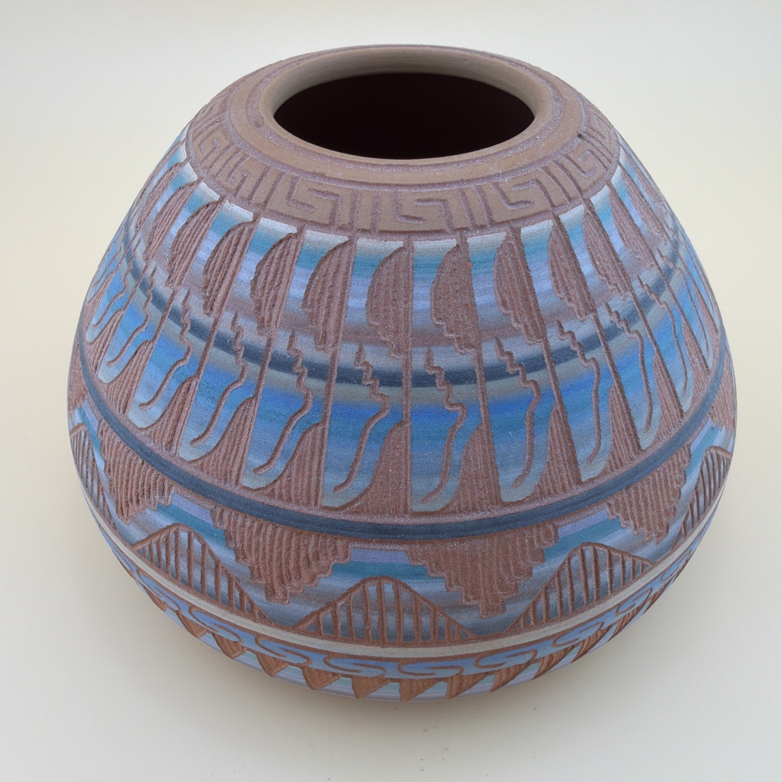 Etched Pottery Vase - Navajo Native American Signed Ferguson Whitegoat