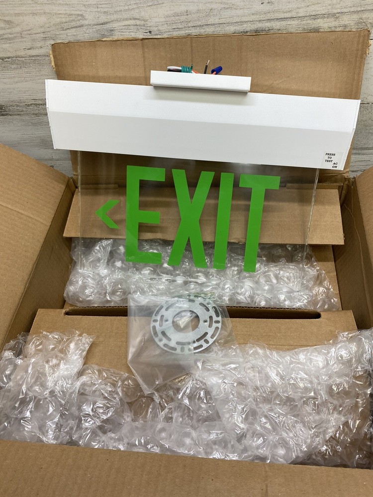 Cooper Lighting Clear Exit Sign White Mount New With Light Defects