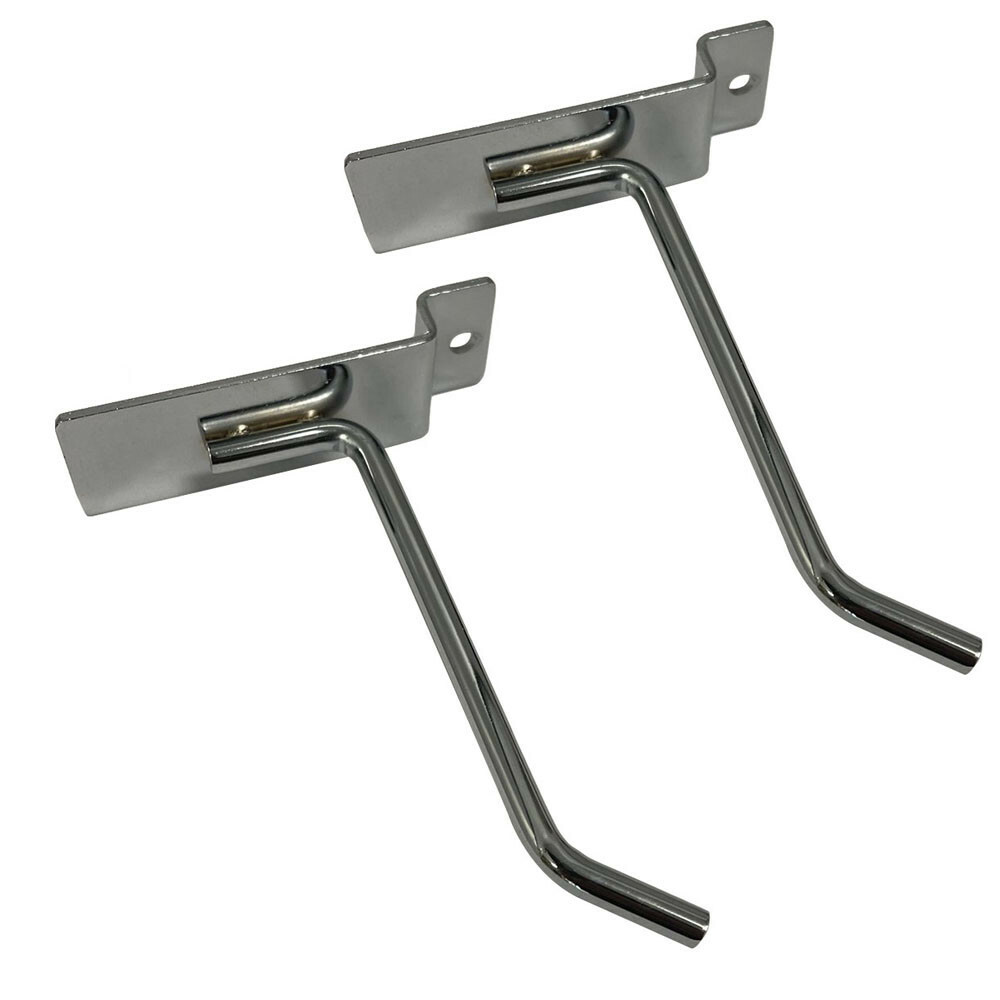 4" Slatwall Hook Panel Display Hooks, 1/4" Thickness Metal, Chrome - PACK 2