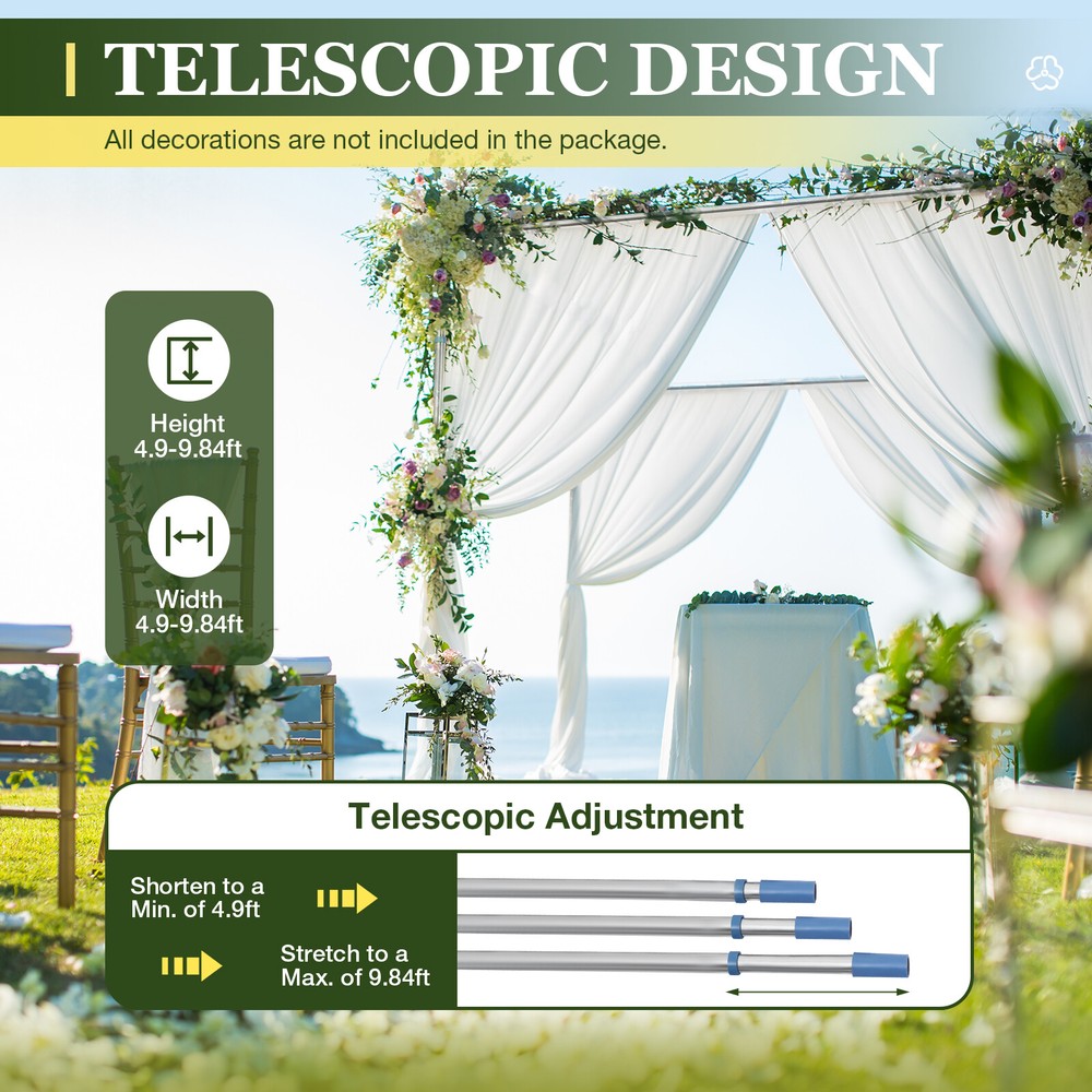 Adjustable 10ft × 10ft Heavy-Duty Wedding Backdrop Stand for Decor