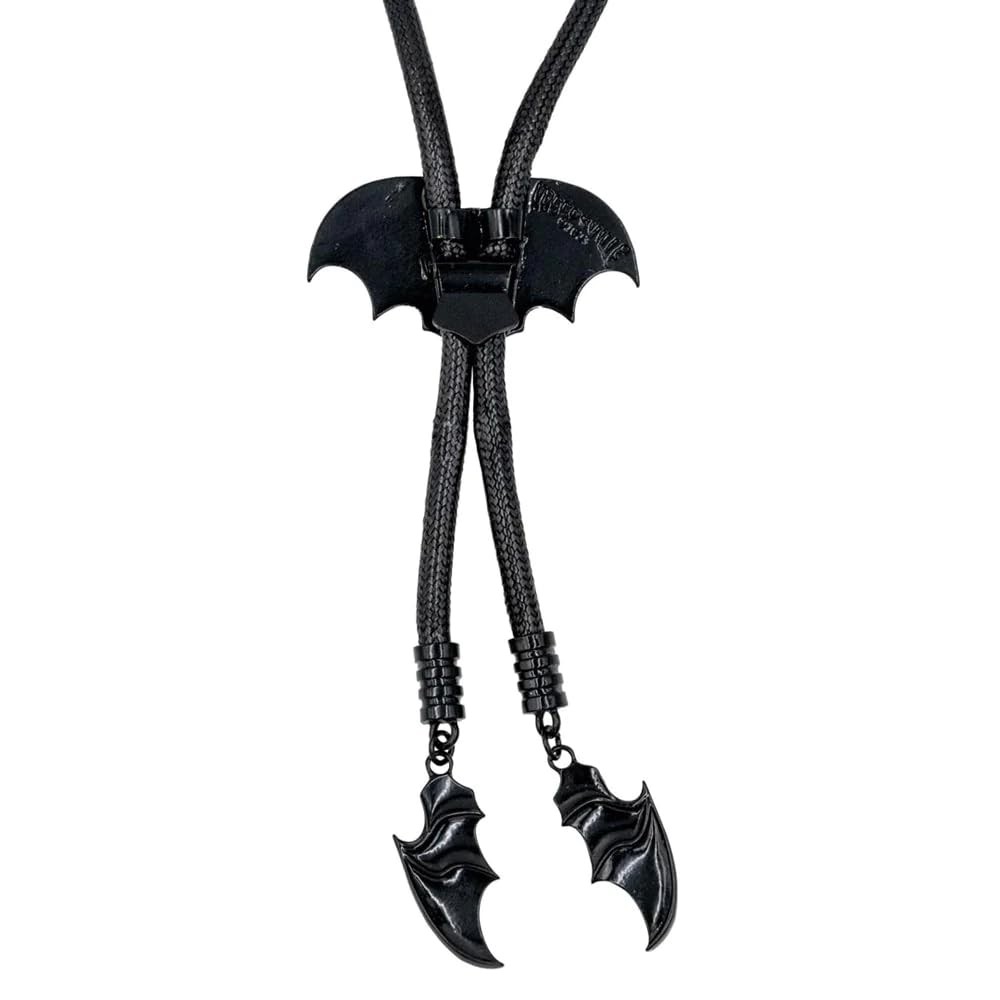 Gothic Black Bat Bolo Western Tie