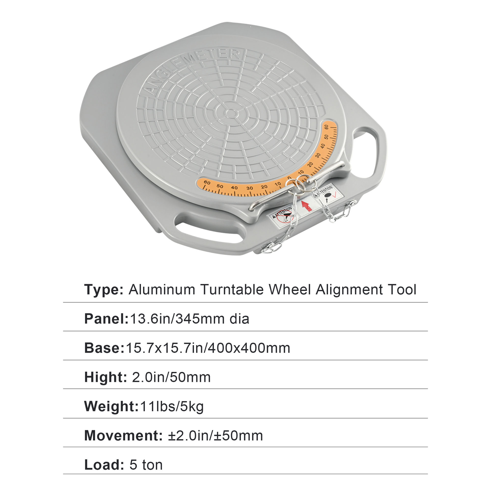 360° Rotating One Pair Aluminum Turntable Wheel Alignment Turn Plate Table 5 Ton