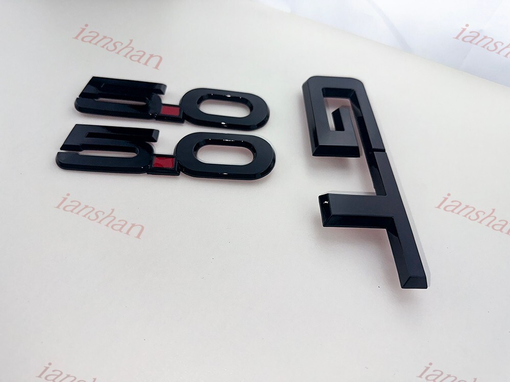 3X Set Side 5.0 Rear DeckLid GT Emblems Badges 3D Replacement Gloss Black Red