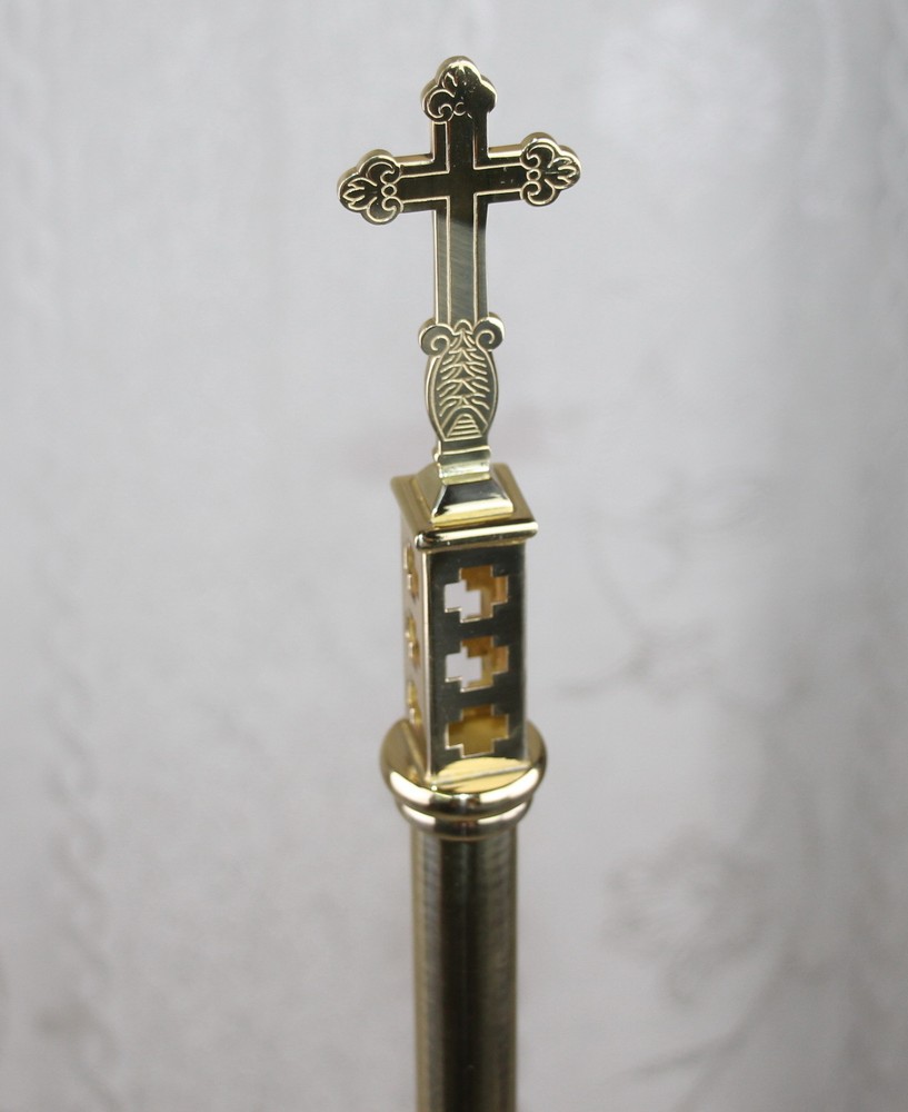 Custom +Brass Metal Processional Cross H51"