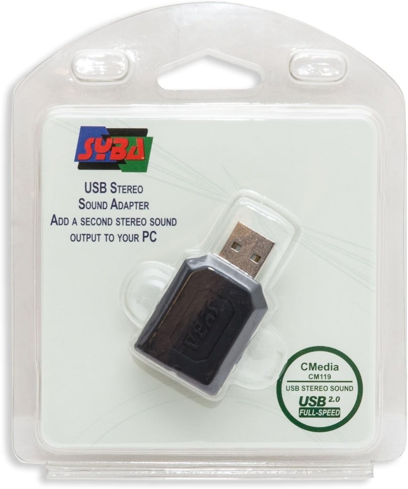 Syba external USB Stereo Sound Adapter for Windows, Mac, Linux Extra Black