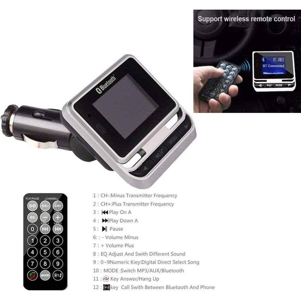 Bluetooth 5.4 FM Transmitter Car Adapter Light Switch Dual-Mic Hifi Bass Fast Ch