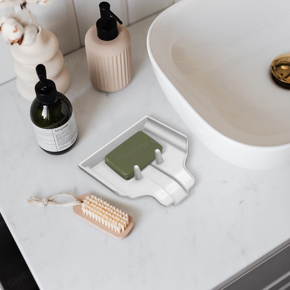 White Soap Rack Tray Sloped No Pooling