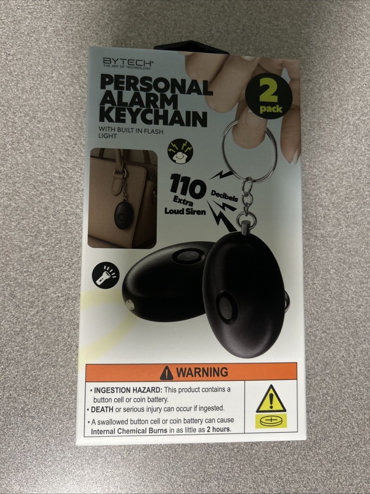 Personal Alarm Keychain w/ LED Flashlight 2 Pack