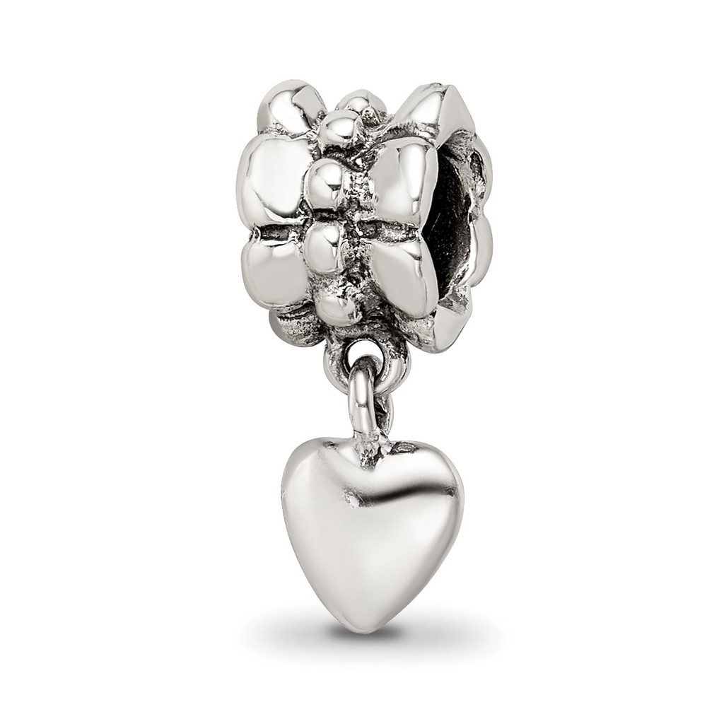 Silver Reflections Heart Dangle Bead QRS476