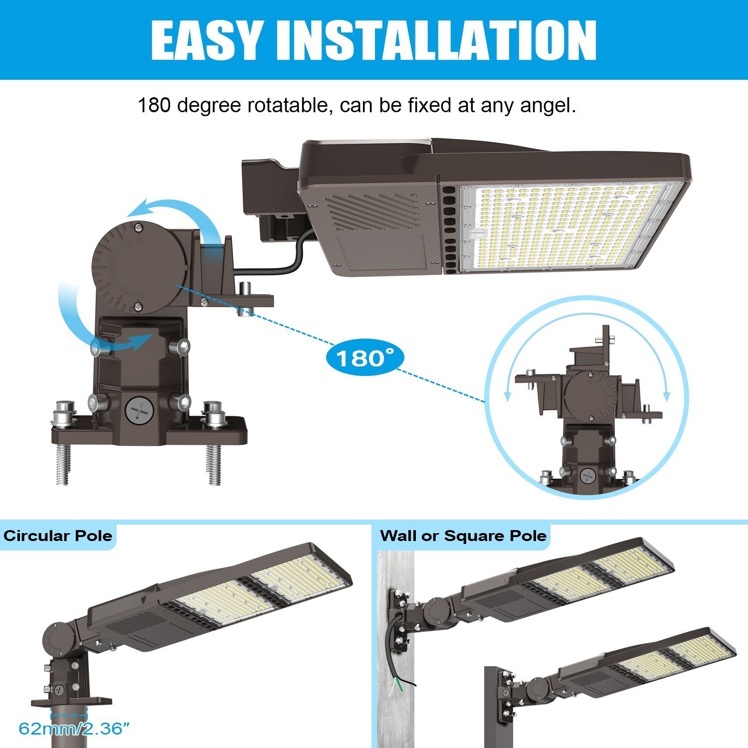 277-480V 44800LM 320W Commercial LED Shoebox Parking Lot Light Fixture Photocell