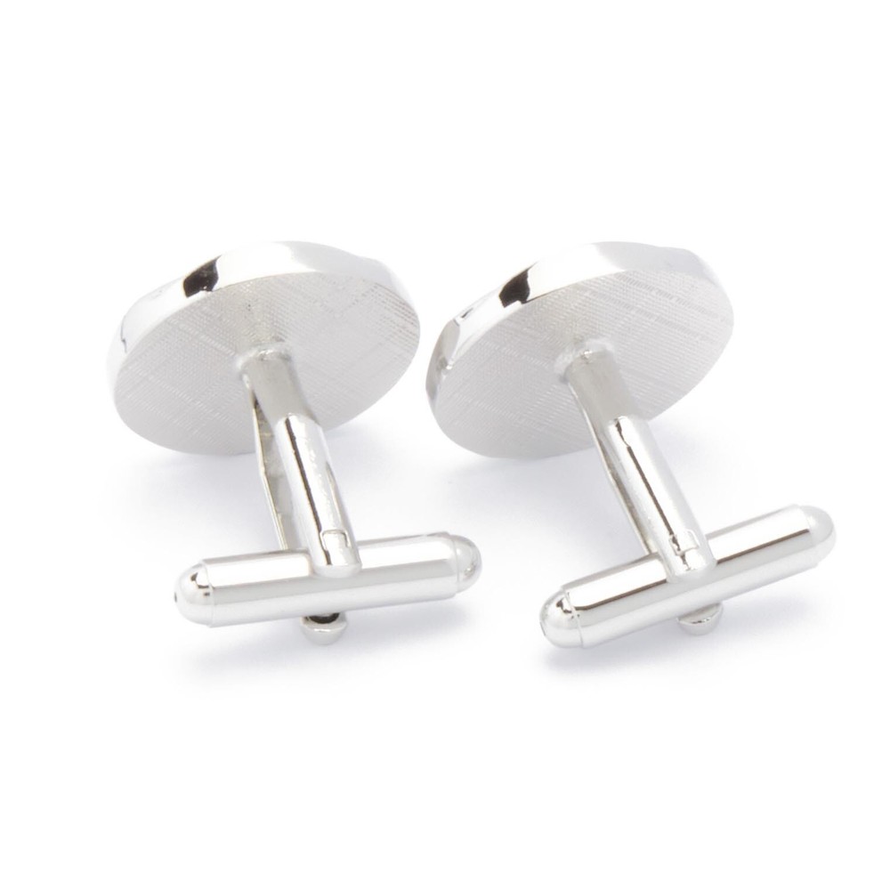 Cufflinks - Silver Solid Oval with Top Bottom Effect