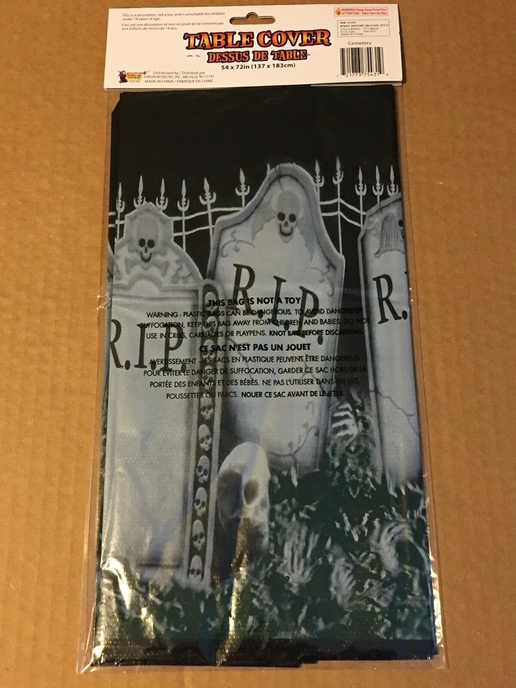 NEW RIP HEADSTONE PLASTIC TABLE COVER 54"X72" 2016