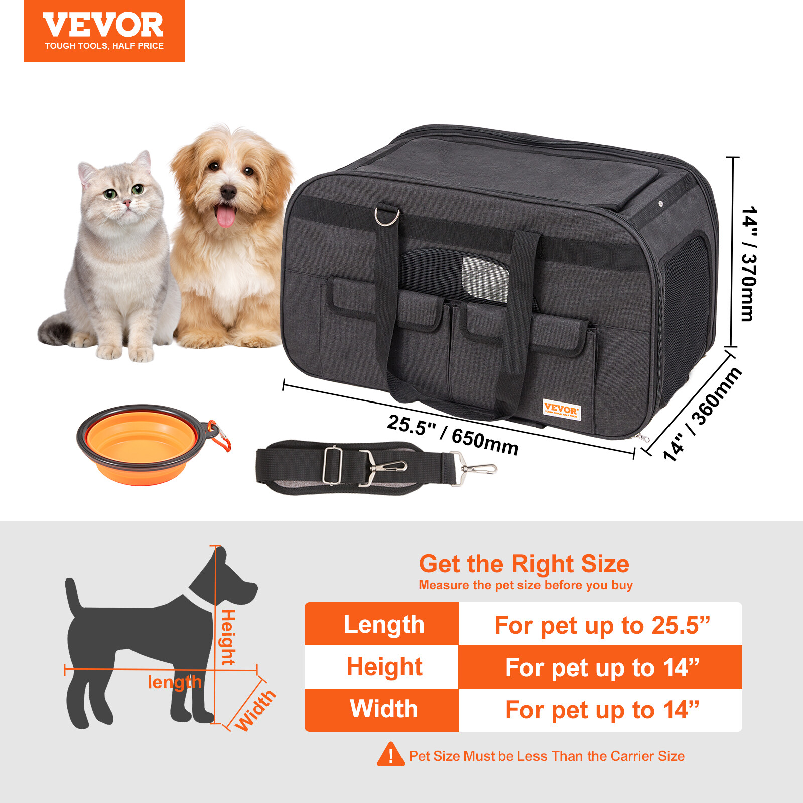 Cat Carrier with Wheels Rolling Pet Carrier with Handle 35 lbs Black