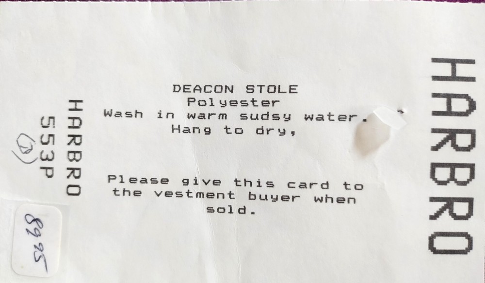 Deacon's Purple Stole from Harbro