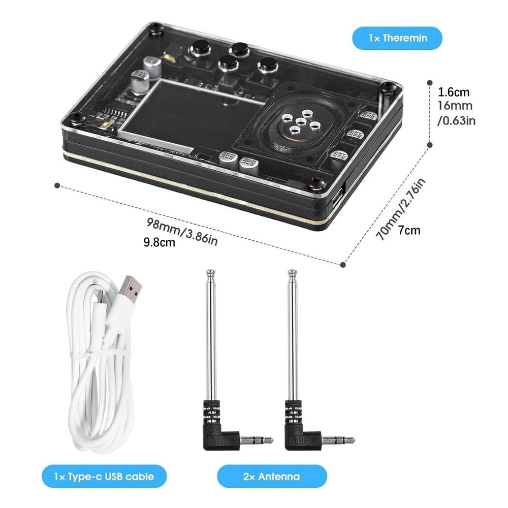Type-C Mini Theremin Musical Electronic Creative Instrument With Screen Display