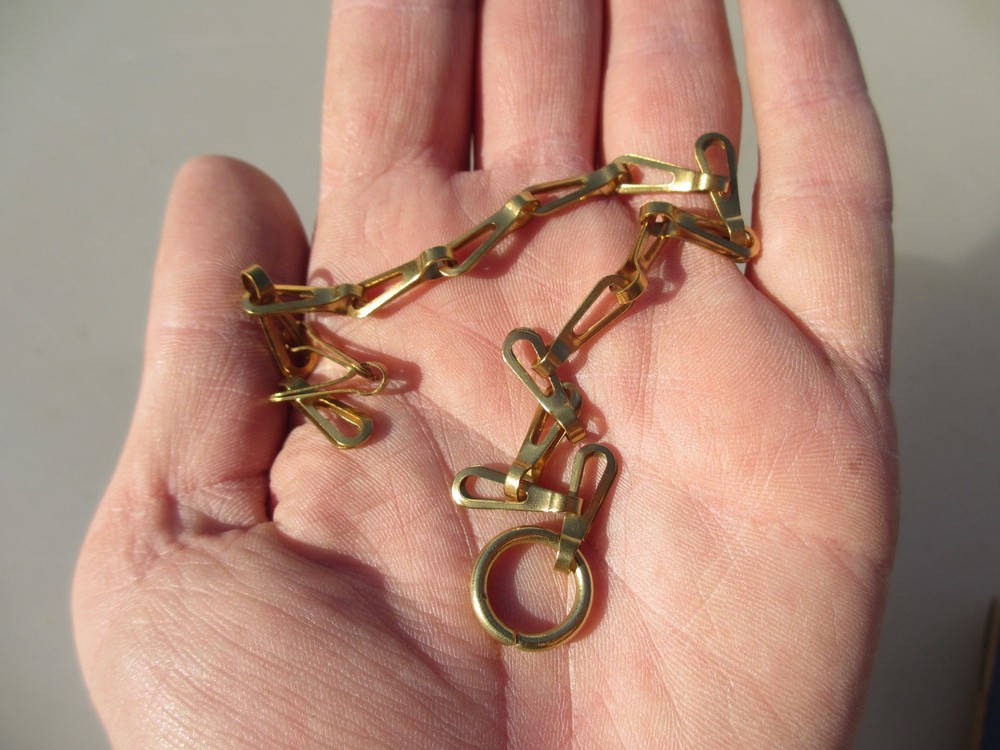 Vintage Brass Lighting Chain Hanger Loop Box Trunk Light Pull Plug Old 26cm 10"