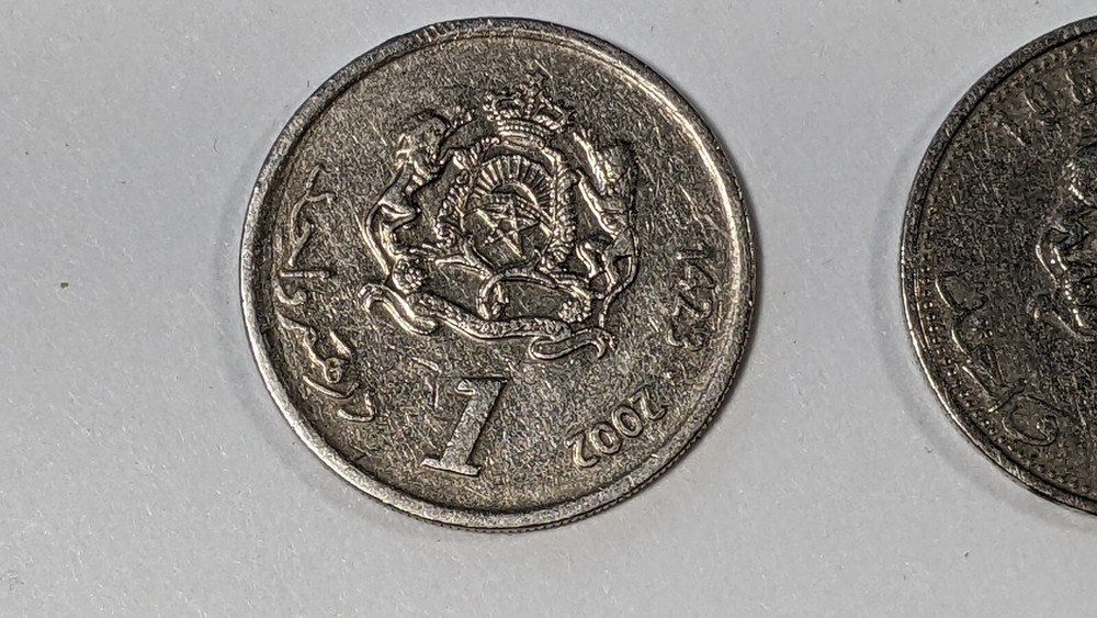 2 Coins: 1 Morocco Dirham 1987 & 2002