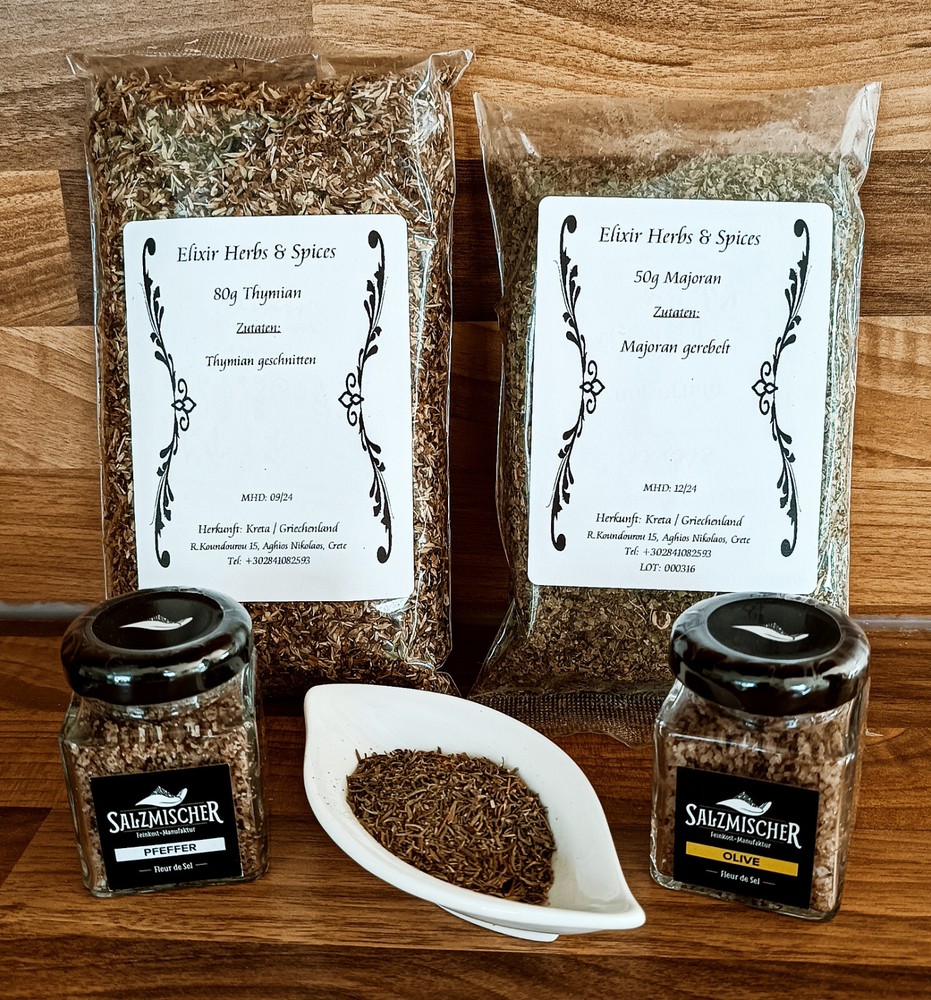 Culinary Gift Set Thyme Oregano Pepper And Olive Salt Elixir #92