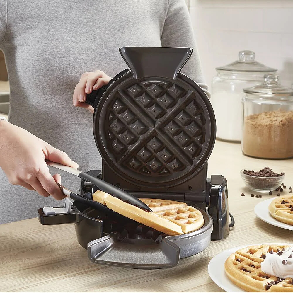 Oster DiamondForce Nonstick Vertical Waffle Maker, Dark Metallic