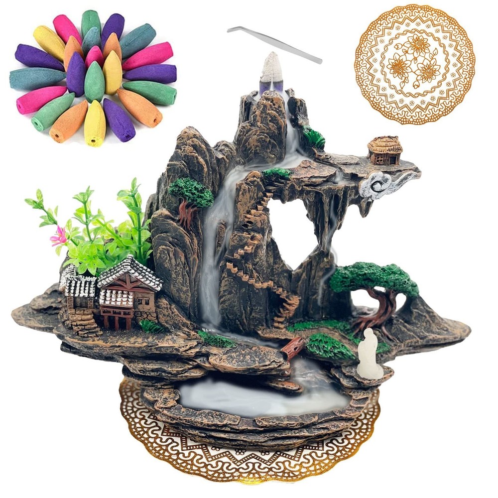 Mountain Waterfall Incense Burner，Backfall Incense Holder River, Incense