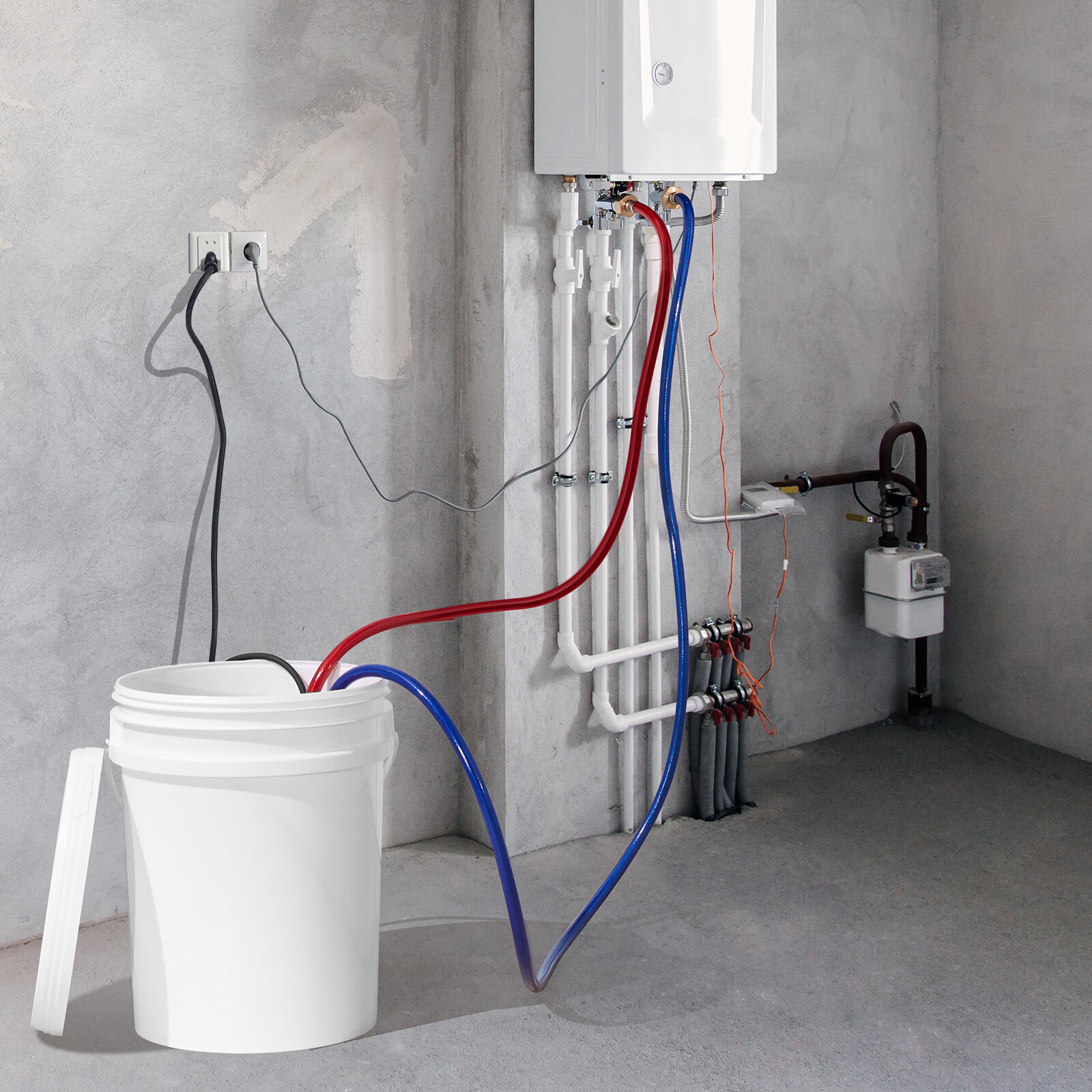 VEVOR Tankless Water Heater Flushing Kit Descaling Kit with Pump 5 Gallon 1/3hp