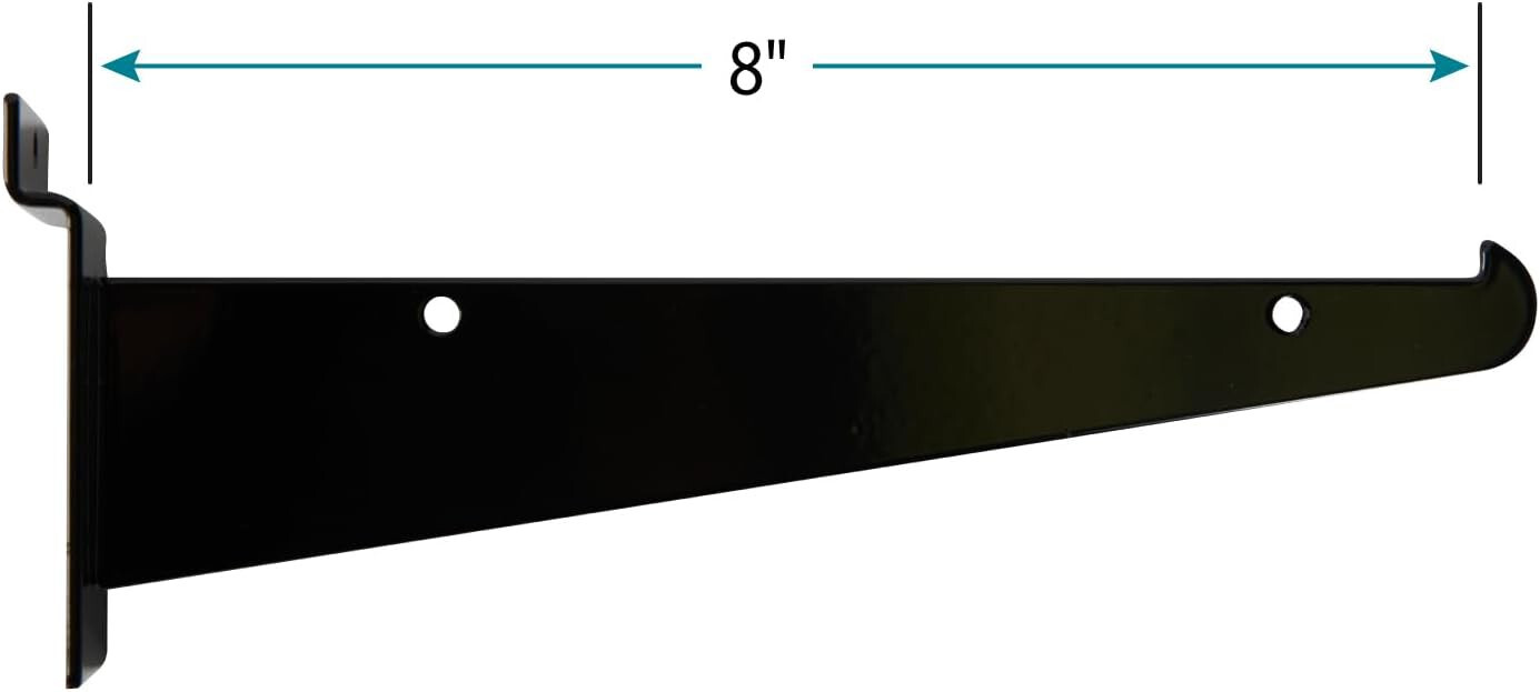 24 Slatwall 8" Knife Shelf Brackets Black Lip Retail Shelving Display Bracket