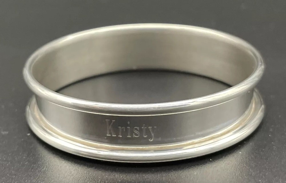 Sterling Silver Napkin Ring Name Engraved “Kristy”