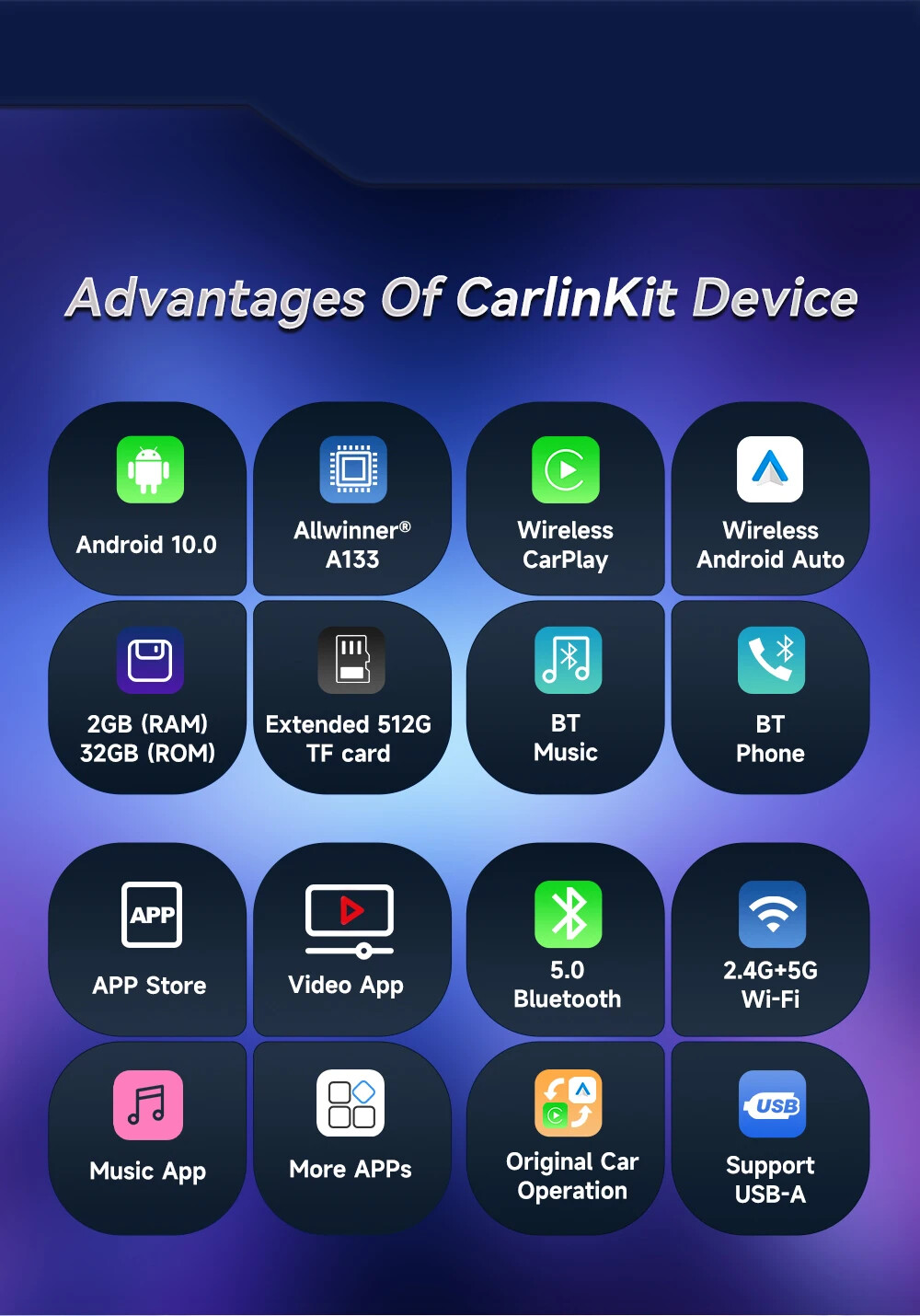 2024 CarlinKit Car Android Smart TV Ai Box Wireless CarPlay Android Auto Adapter
