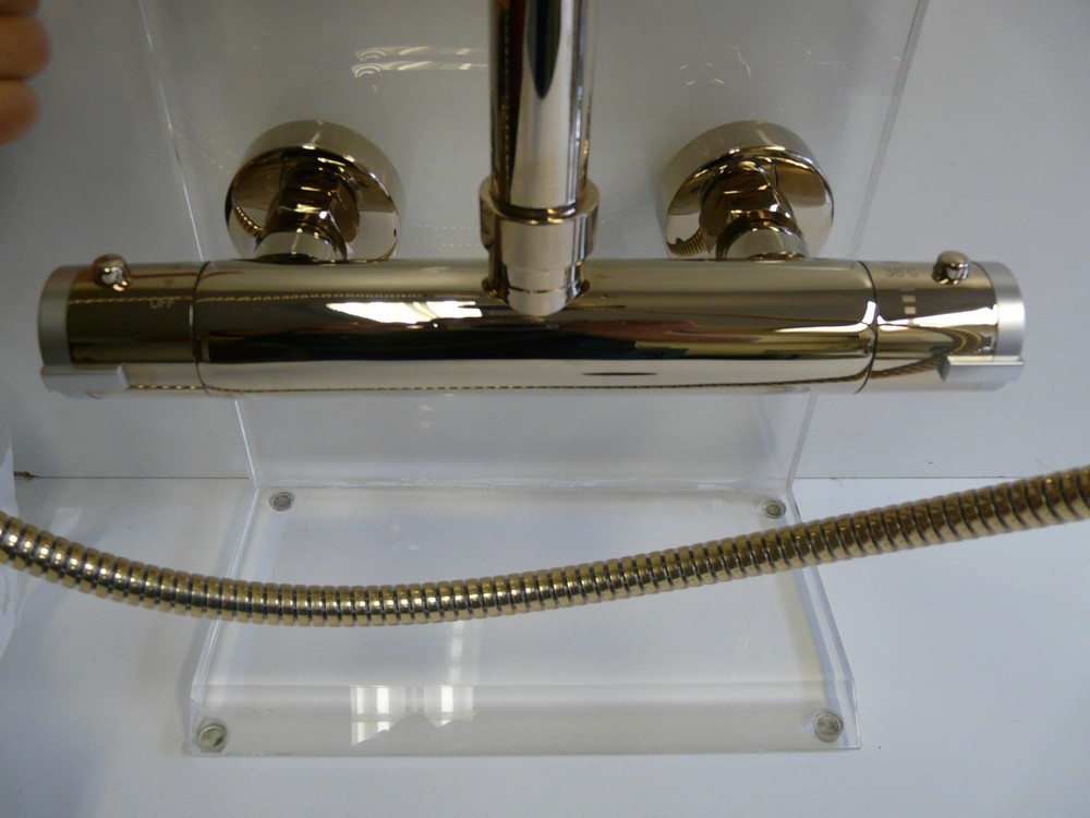 Chute Rain Shower Solid Brass, Shower System, Shower Head, Thermostat, New, Java
