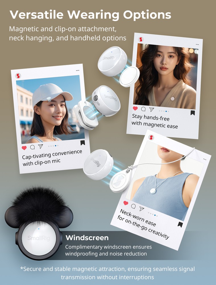 SmallRig S60 Wireless Lavalier Microphone with USB C for iPhone, for Android