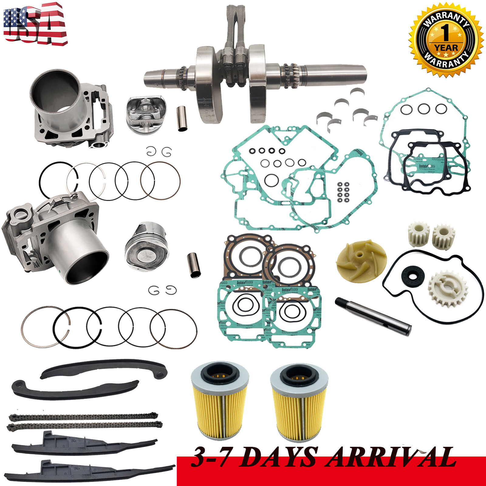 Complete Engine Rebuild Motor kIT Crankshaft For Can-am 1000 Outlander Commander