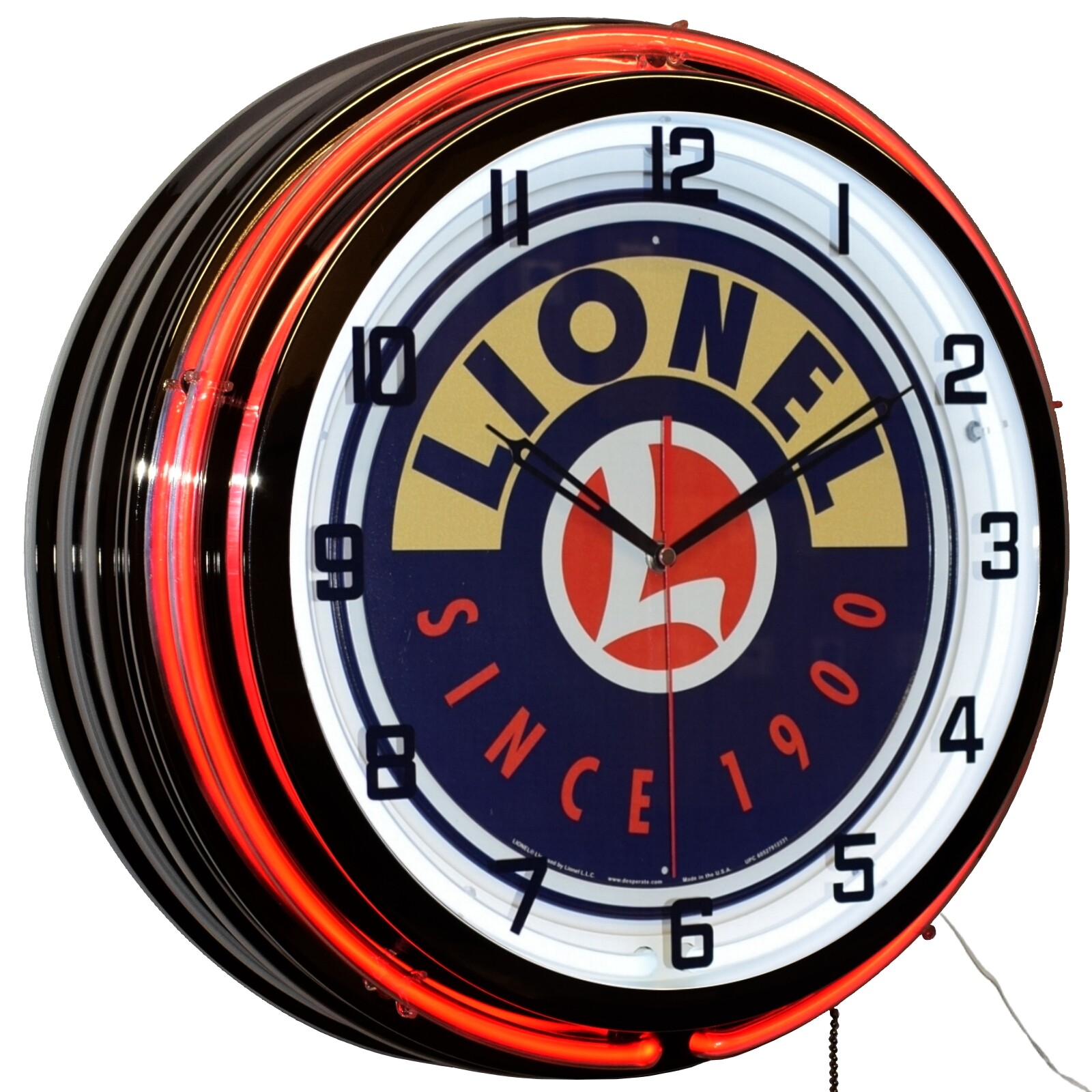 19" Lionel Trains Since 1900 Sign Double Neon Clock Game Room Decor (Orange)