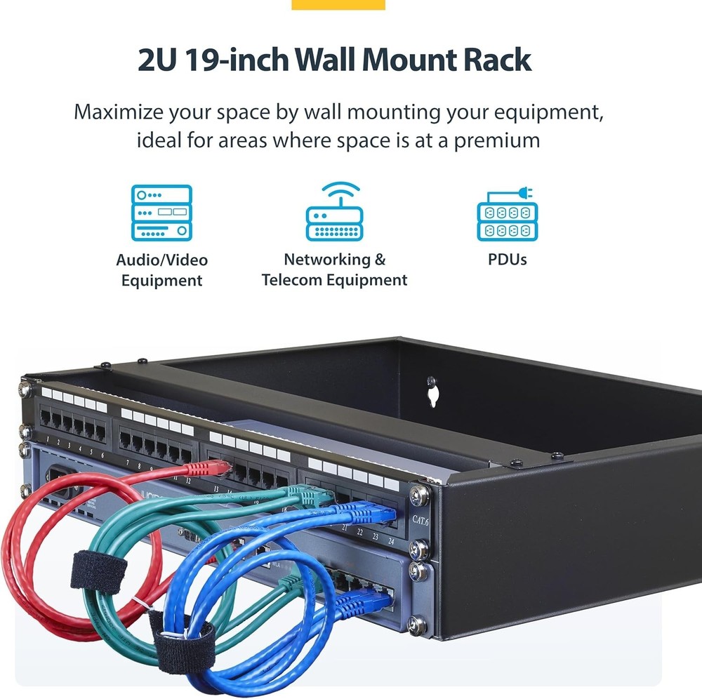 Durable 2U Wall Mount Network Rack - Easy Install with Patch Panel Bracket