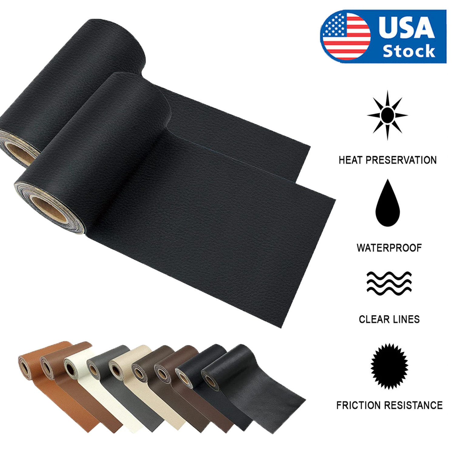 Self Adhesive Vinyl Faux Leather Fabric Repair Patch Kit for Car seat Sofas New