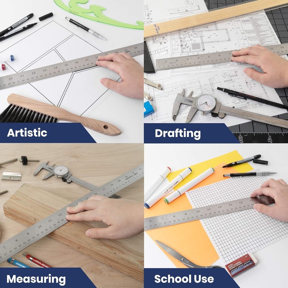 Durable 36-Inch Architect Ruler with Acid-Etched Markings & Conversion Chart