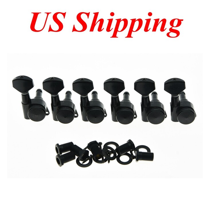 Wilkinson 6 Inline Guitar Locking Tuners Tuning Pegs Machine Heads Black