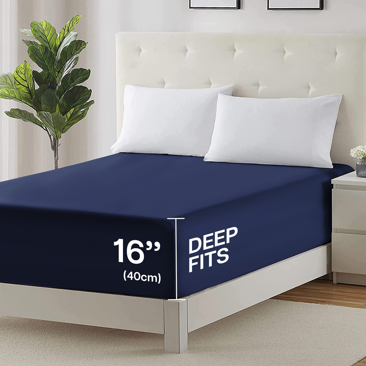 Fitted sheet King Size 16” Deep Pocket Easy Care Breathable Elastic Bed Sheets