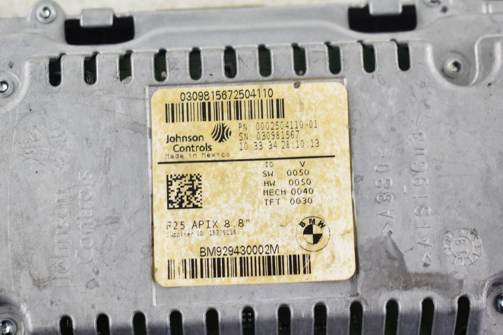 2014 BMW X3 8.8 Display Screen - Used, No Anti-Theft Code, Needs Reprogramming