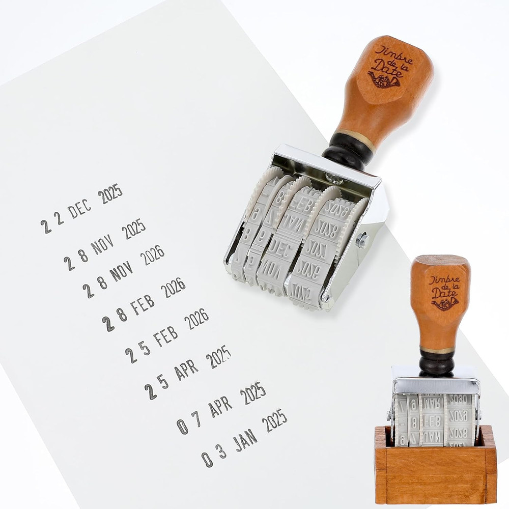 Roller Date Stamp, Retro Date Stamper Inking Day Month Year, Adjustable Dates St