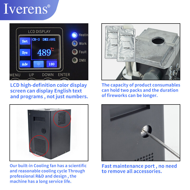 2PCS Cold Spark Firework Machine DMX512 DJ Stage Effect with Flight Case