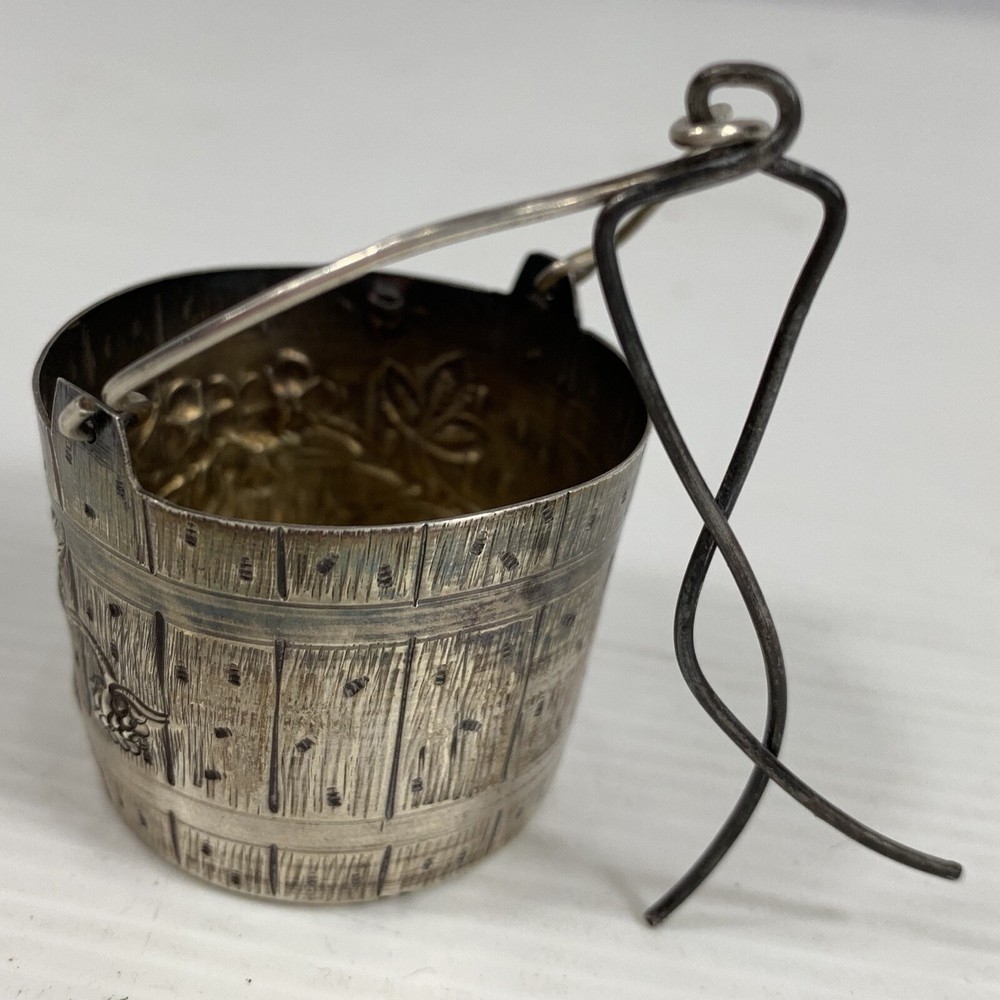 Fine Antique Solid Silver Novelty Miniature Barrel Strainer Diameter 4.3cm