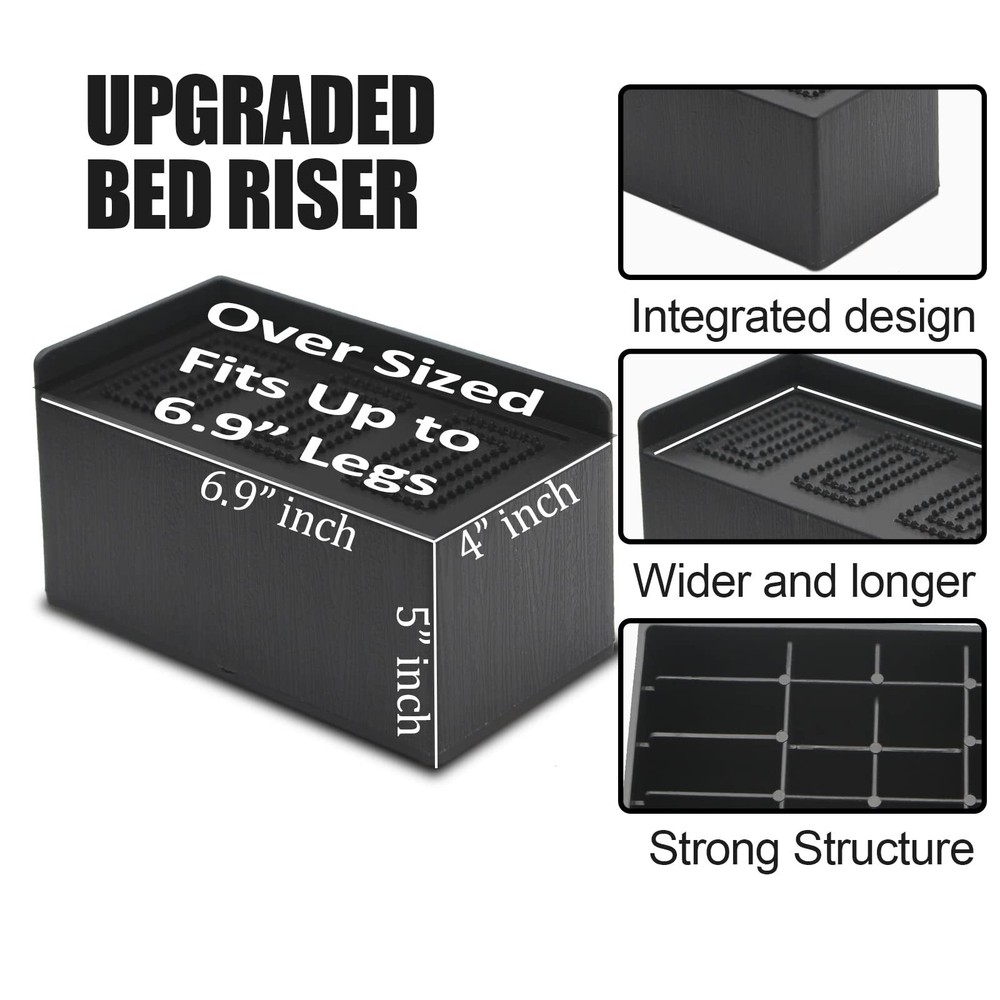 Bed Risers 5 Inch Oversized Extra Wide Bed Frame Risers 11000lbs Heavy Duty Couc