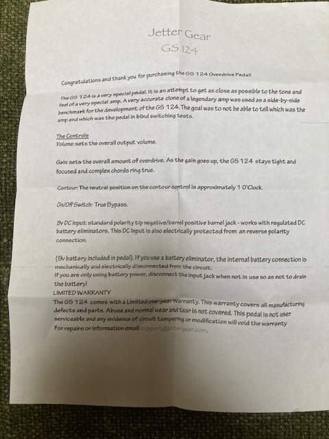 Jetter GS124 Overdrive Effects Pedal