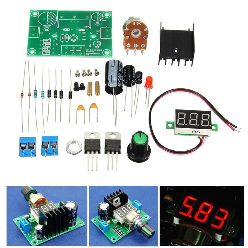 LM317 Digital Display Adjustable Regulated Power Supply Board Module DIY Kits CA