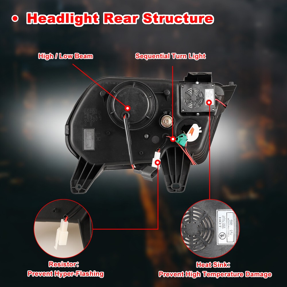 Pair for 2010-2012 Ford Mustang Headlights Sequential LED Projector w/ Bulbs