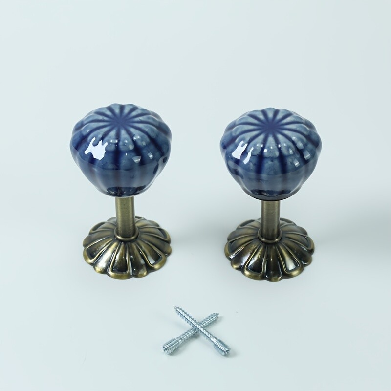 2Pcs Retro Ceramic Curtain Holdbacks Drapery Tieback Hooks for Home Decor Multi