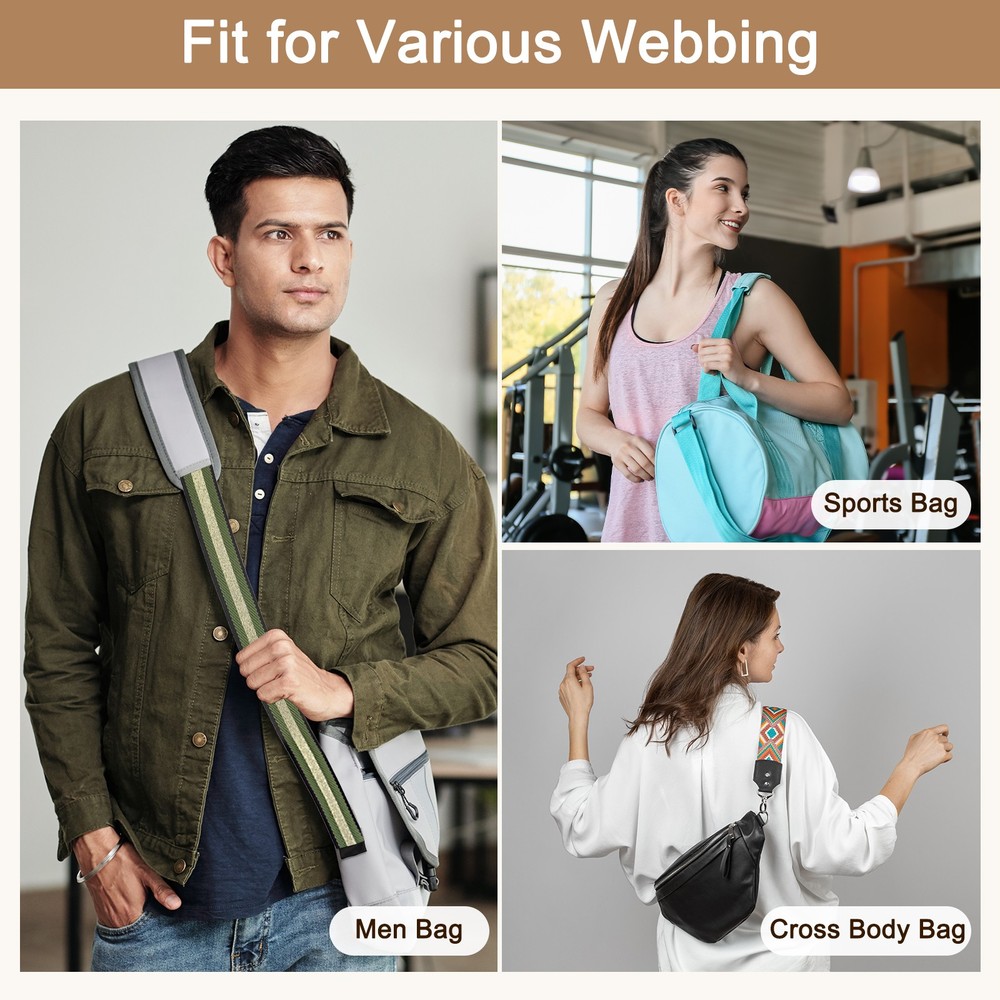 10Yards Nylon Webbing Strap, 38mm Striped Webbing Bag Strap, Gray